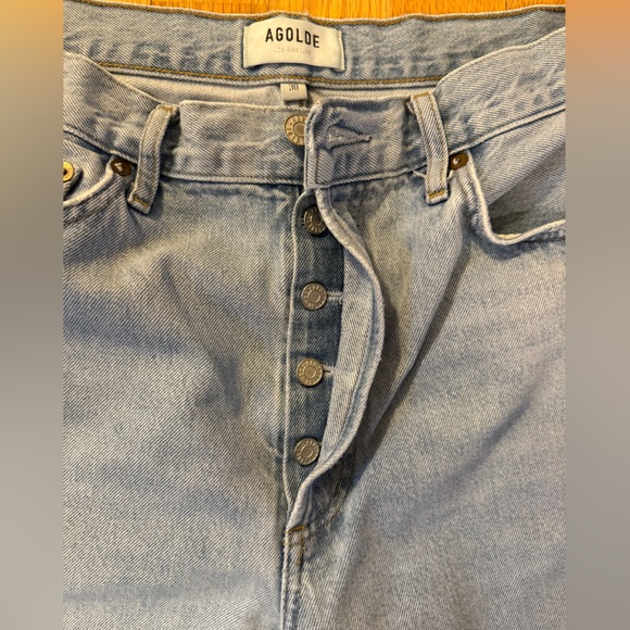 Agolde Riley High Rise Button Fly Straight Crop Denim Jeans Size 30 * Flaws - Picture 5 of 14